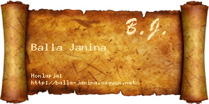 Balla Janina névjegykártya